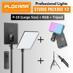 Professional Studio Lights (Package#2) "Large" Plokama LIVE-P19 + U160 Pro RGB + Tripod Stand