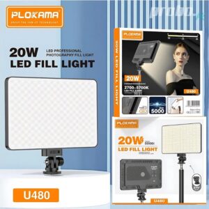 Plokama U480 LED Fill Light "Rechargeable" – 20W | 5000mAh Battery | 2700K–5700K
