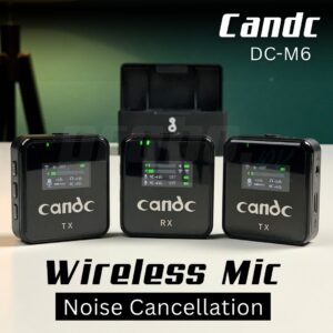 Candc DC-M6 Dual Wireless Microphone (2TX + 1RX) with Real-Time Volume Display & Charging Case