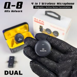 Q-8 Wireless Microphone (Dual-Noise Cancellation) For Android & iPhone (High Quality)