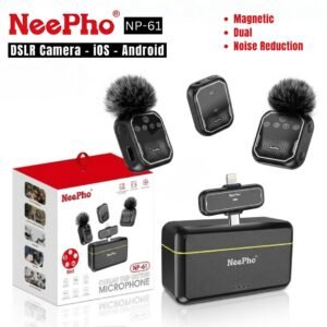 NeePho NP-61 Wireless Dual Microphone (5 in 1) for DSLR Camera, iPhone & Android with Noise Reduction